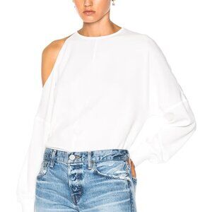 Tibi Ivory Asymmetrical Cut Out Top